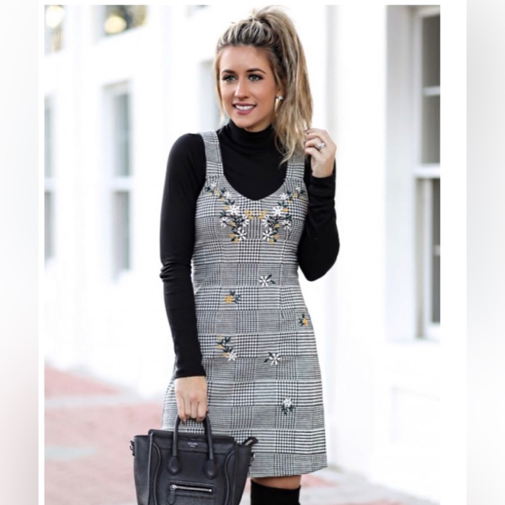 TOPSHOP GINGHAM PINAFORE MINI DRESS
